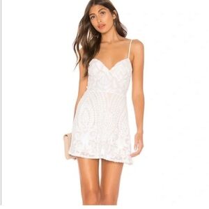 REVOLVE Superdown Tiff White Mini Beaded Cocktail Party Prom Dress Size XS